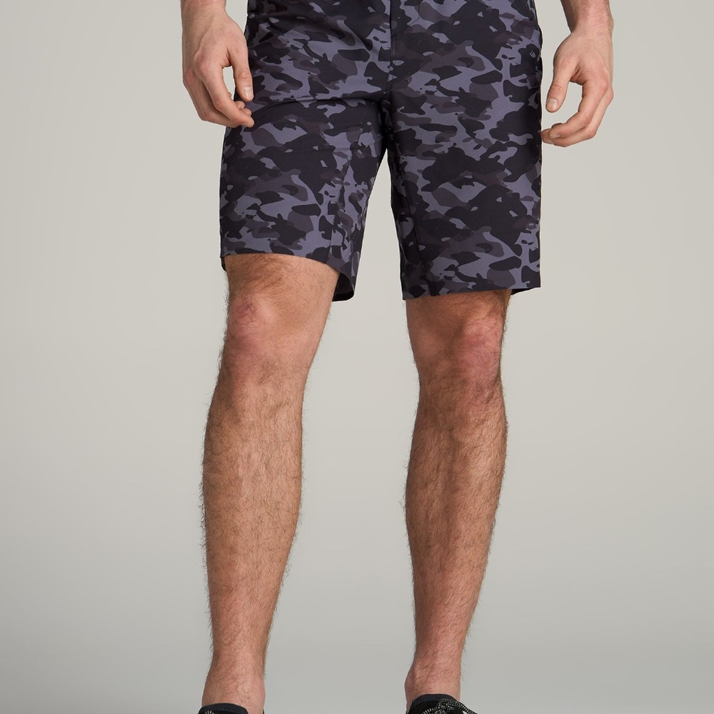 American Tall Featherweight Perforated Training Shorts for Tall Men in Black Cam